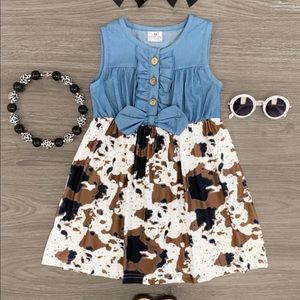 Denim Cow Print Dress